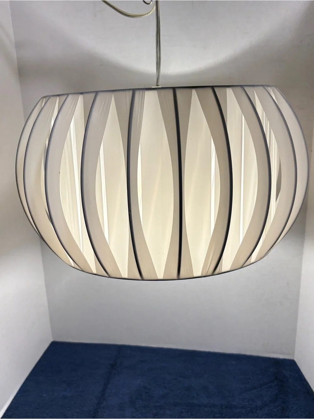 Pleated Onion Bubble Light Shade White Side Fabric 7.5X12 Hanging Plug-In Corded